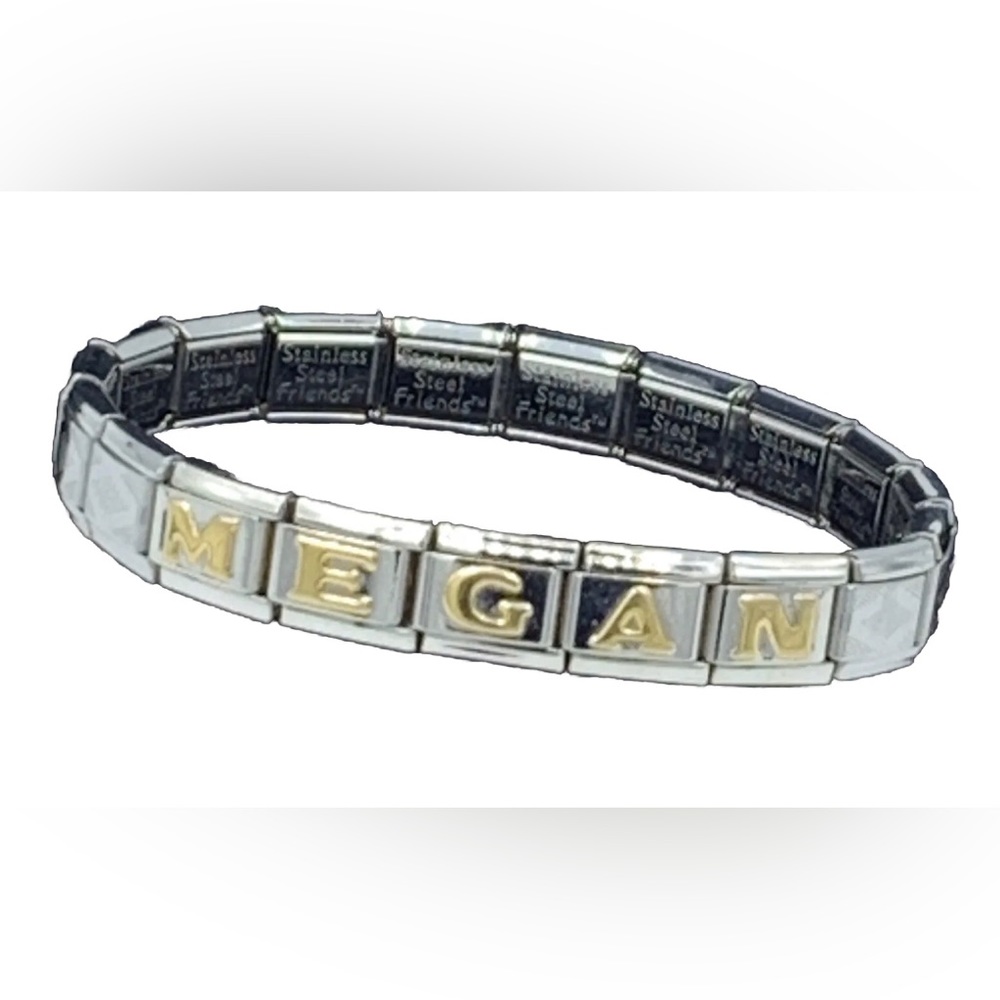Stainless Steel Strech Friends Brand Bracelet “ Megan “ Name Bracelet